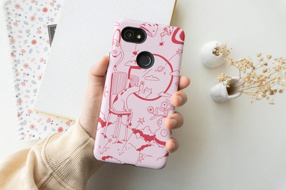 Kawaii Retro Google Pixel Phone Case, Cute Art Doodle Phone Cover for Pixel 7 6 5 4XL 3XL 2