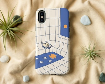 Cute Duck In The Bathroom iPhone Case
