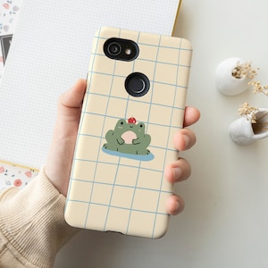 Cute Frog Doodle Art Tough Aesthetic Phone Case Google Pixel 5 4 3XL Samsung Galaxy Note 20 S21 S20 S10 FE iPhone 13 12 11 Pro Max XR XS 8 7