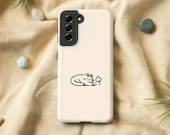 Samsung-hoesje Sleepy Cat voor Galaxy S23 S22 S21 S20 FE S10 S9, schattig Samsung Note 20 10-hoesje, Samsung-hoesje kat, iPhone-hoesje en pixelhoes