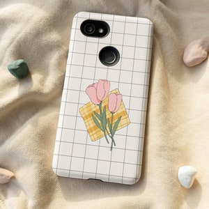 Aesthetic Grid Phone Case, Flower Grid iPhone 13 12 11 Mini Pro Max SE 2020 X XS XR Samsung Galaxy Note S22 S21 S20 Google Pixel 6 5 4 3XL