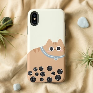 Cat Bubble Tea Case |  iPhone 14 13 12 11 Pro Max Case, iPhone XS XR X Case, iPhone SE 2022, Boba Cat iPhone Case, Cute Phone Case