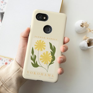 Yokohama Flower Phone Case, Yellow Flower Art Google Phone Cover for Pixel 7 6 5 4XL 3XL 2 Case