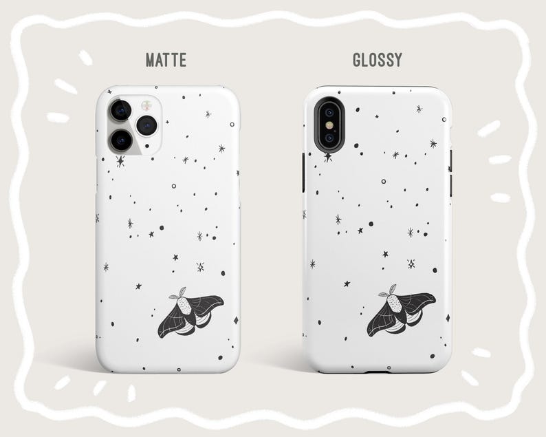 Moth Black White Art Phone Case for iPhone 12 Mini 11 Pro Max X XR XS 7 8 Samsung Galaxy Note 8 9 10 Galaxy S9 S10 S20 Google Pixel 2 3A 4XL image 3