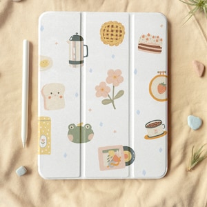 Hand Drawn Sticker Art Foldable iPad Case With Pen slot, Flip iPad 10.2&quot;/10.9in/11in/12.9in, iPad Air 5/4, iPad Pro 2022/2021, iPad 2028