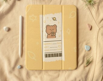 Funda plegable para iPad con ranura para bolígrafo, diseño de oso, para iPad de 10,2", 10,9" y 11", iPad Air 4, iPad Pro 2022/2021 y iPad 2020/2019/2018