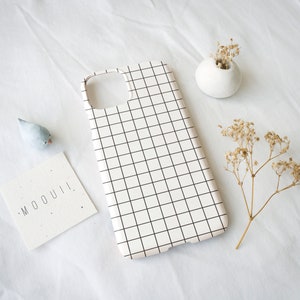 Schwarze minimalistische Grid Line Handyhülle für iPhone 14 Hülle, iPhone 13 Pro Hülle, Pixel 7 Hülle, Pixel 6 Hülle, Samsung S23 Hülle, Grid Line Hülle