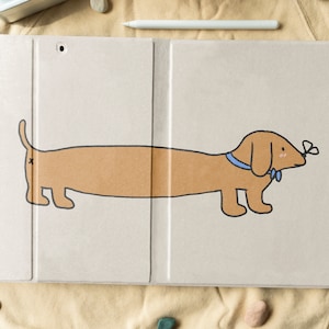 Cute Sausage Dog iPad Case With Pen Slot For Book Stand iPad 10.2&quot;/10.9in/11in/12.9in, iPad Air 5/4, iPad Pro 2021, iPad 2022/2020/2019/2018