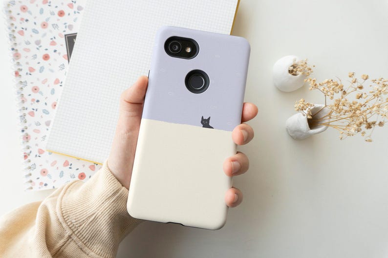 Cute Black Cat Pastel Phone Case, iPhone 12 Mini 11 Pro Max X XR XS 7 8 Samsung Galaxy Note 9 10 Galaxy S9 S10 S20 S21 Google Pixel 5 4 3XL image 2
