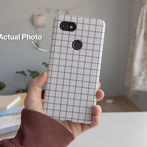 Black Minimalist Grid Line Phone Case, More Color Options for iPhone, Samsung and Google Pixel Cases