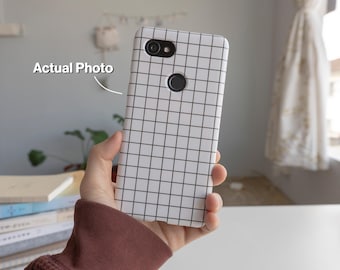 Black Minimalist Grid Line Phone Case, More Color Options for iPhone, Samsung and Google Pixel Cases