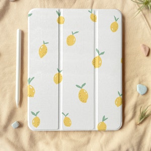 Lemon Pattern Foldable iPad Case With Pen slot, Flip iPad 10.2"/10.9in/11in, iPad Air 4, iPad Pro 2021, iPad 2020/2019/2018
