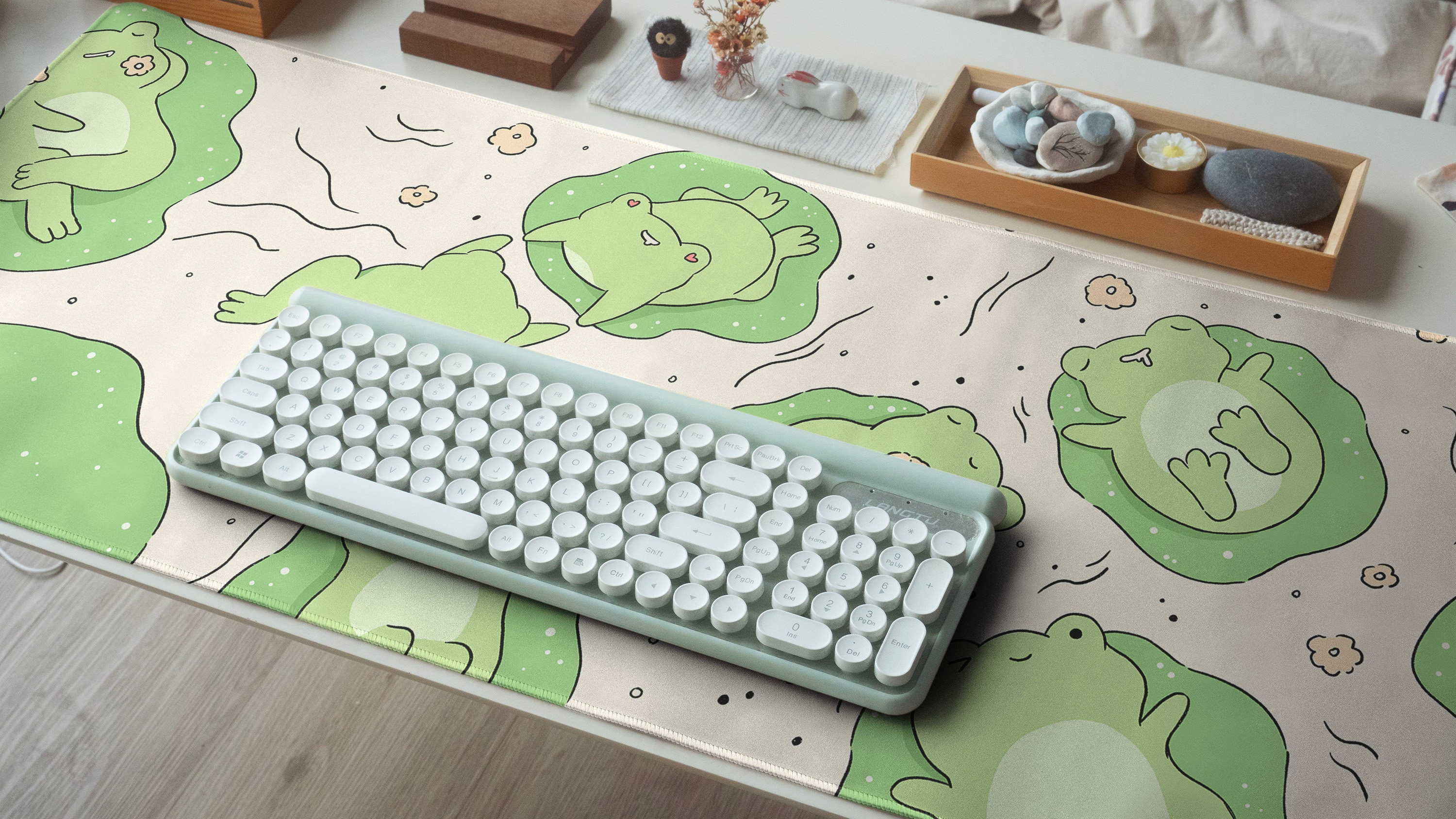 Frog Desk Mat, Aesthetic Desk Mat, Cute Froggies Desk Mat, Frog Desk ...