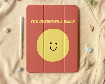 Smiley Foldable iPad Case With Pen slot, Flip iPad 10.2"/10.9in/11in/12.9in, iPad Air 5/4, iPad Pro 2022, iPad 2022-2018