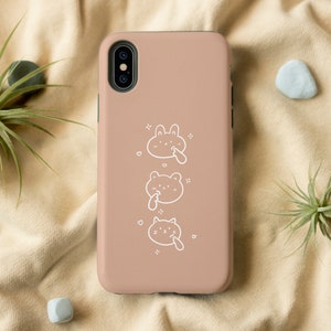 Kawaii Art Phone Case For iPhone 14 13 12 Pro Max Case, Tough Matte or Glossy iPhone XS SE Case, Cute iPhone Case, Cute Bear Phone Case