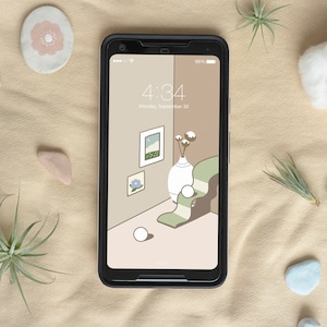 Japanese Abstract Room Phone wallpaper, Japanese Abstract Room Art Phone Wallpaper, Abstract Art Lock Screen Wallpaper Digital Download
