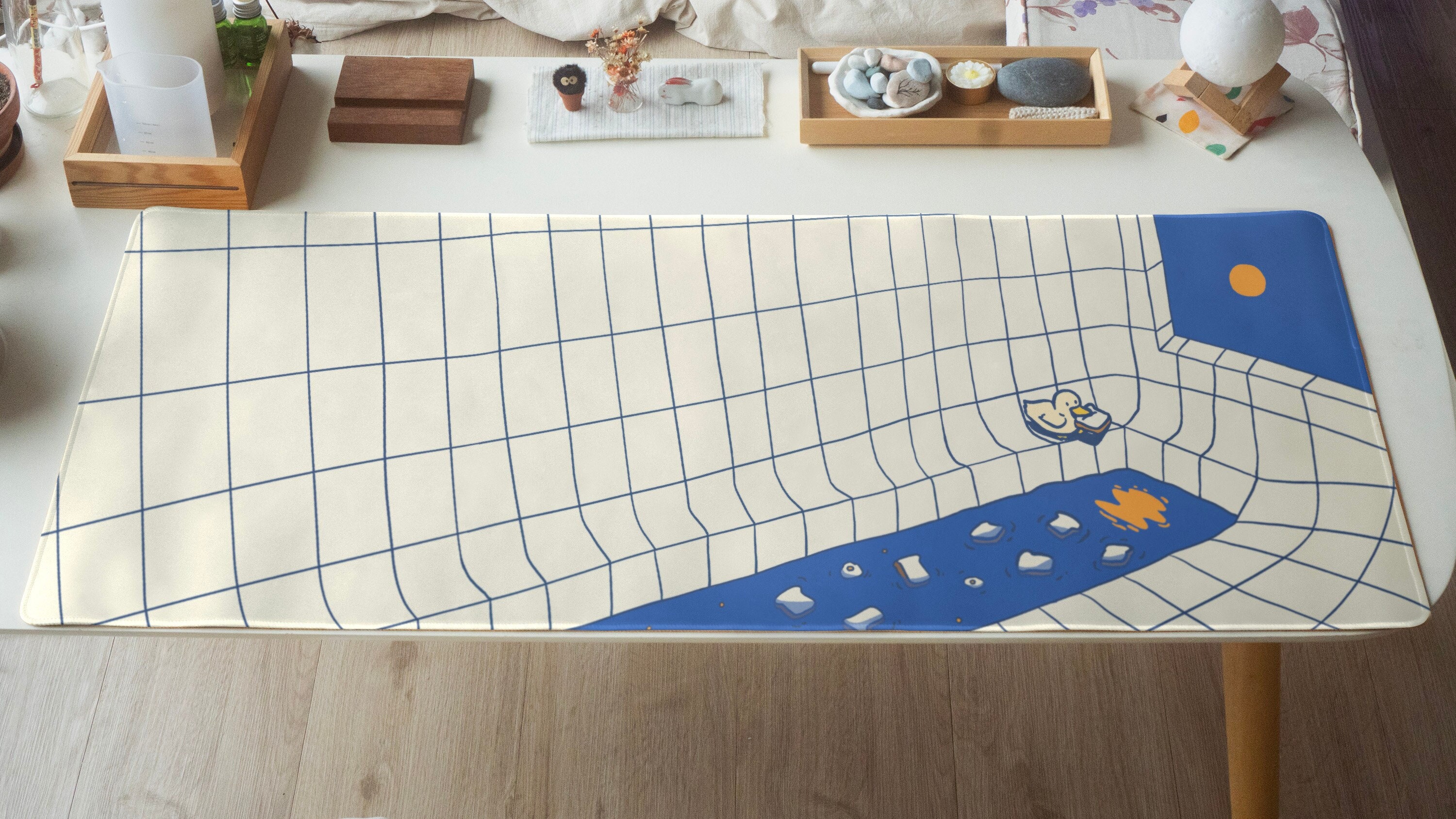 Duck Desk Mat, Kawaii Duck Desk Mat, Cute Desk Mat, Desk Mat Aesthetic, Desk Mat Cute, Custom Desk Mat, Desk Accessories, Blue Desk Mat