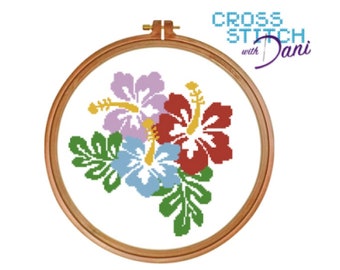 Cross Stitch Pattern: Hibiscus (Instant PDF Download)