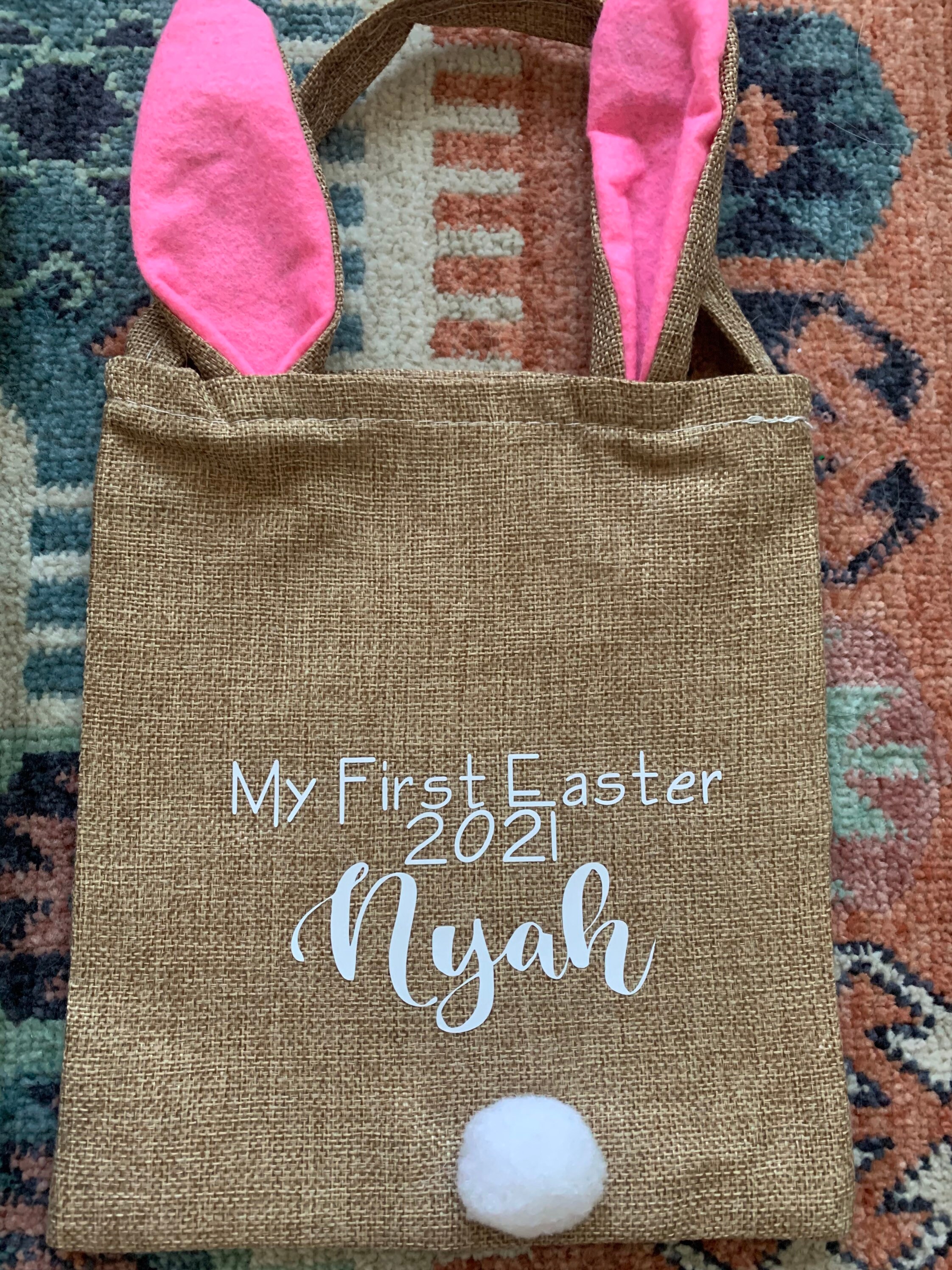 Personalized Easter Bags Bunny Ear Bags Egg Hunt Bags Etsy