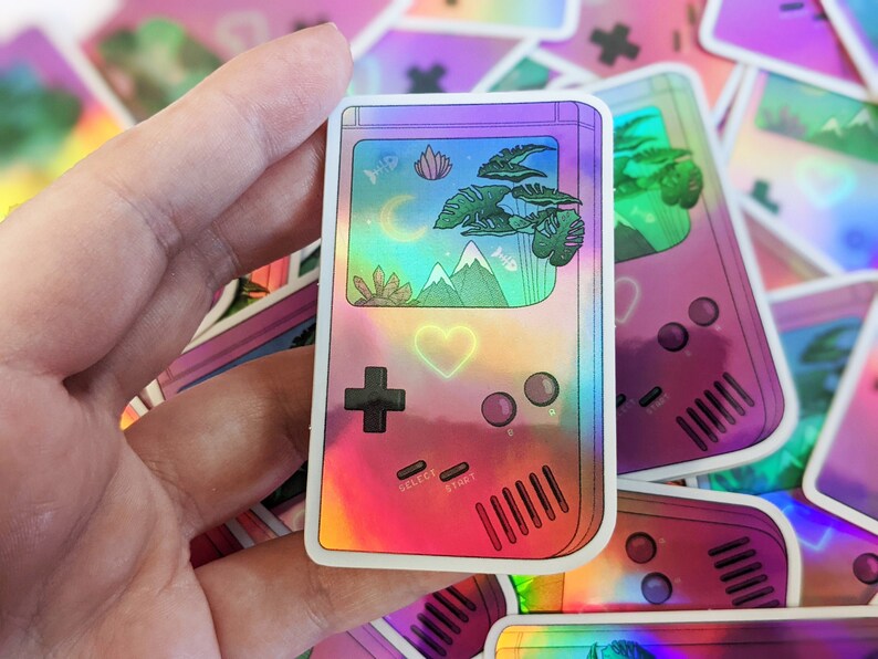 Holographic Retro Gameboy Sticker Retro Gaming Sticker | Etsy UK