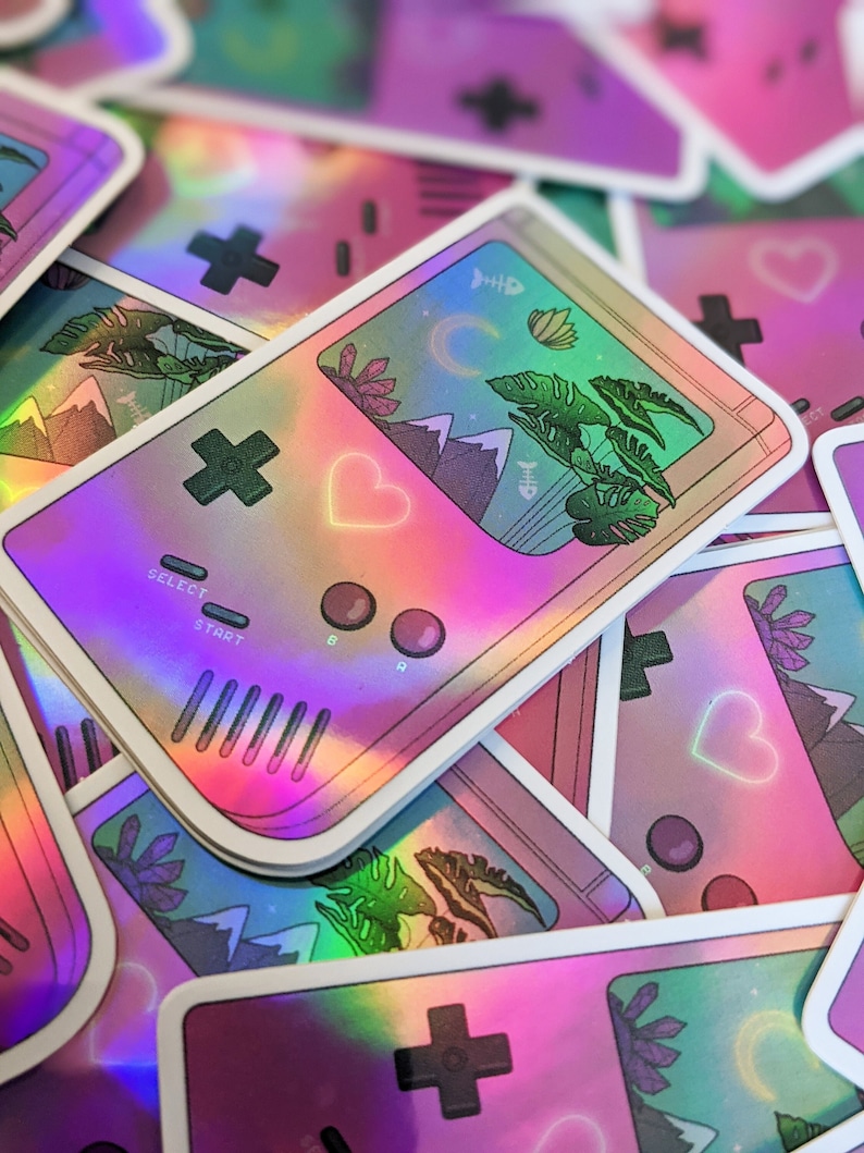 Holographic Retro Gameboy Sticker Retro Gaming Sticker - Etsy