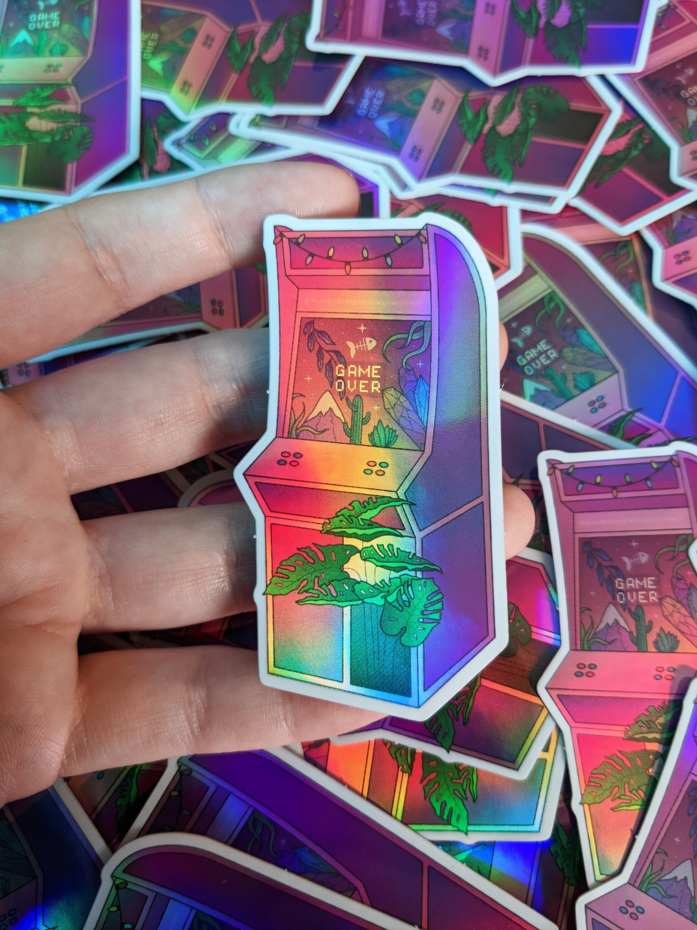 Holographic Retro Arcade Game Machine Sticker 80s 90s Tech Etsy