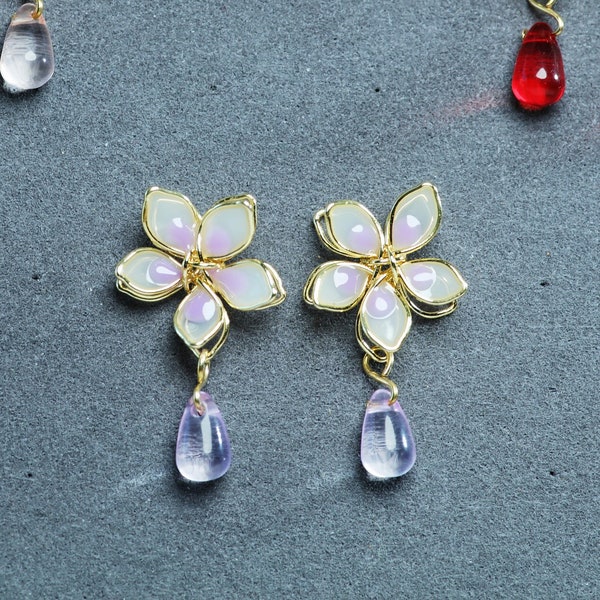 Gold Plated Cherry Blossom Earrings Sakura Earrings