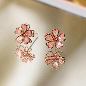 Cherry Blossom Stud Earrings Sakura Earrings Floral Earrings Resin Flower Earrings