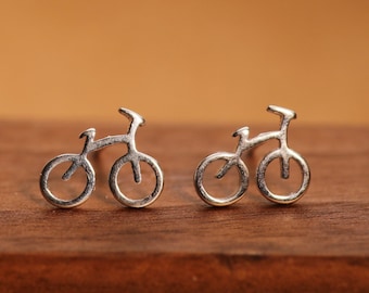 Sterling Silver Bicycle Earrings Little Bike Stud Earrings Tiny Earrings