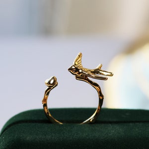 Gold Plated Swallow Ring Flying Bird Ring Bird Earring Bird Jewelry