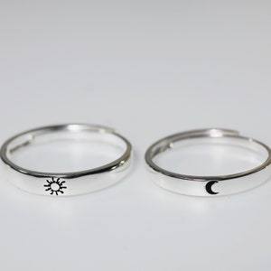 Sun Moon Couple Ring s925 Sterling Silver Couple Ring Set Finger Rings Lovers Ring