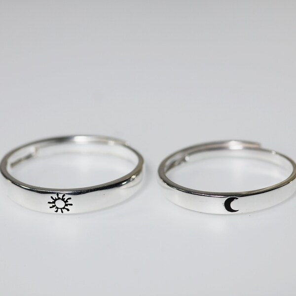 Sun Moon Couple Ring s925 Sterling Silver Couple Ring Set Finger Rings Lovers Ring