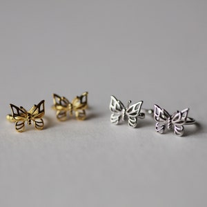 A Pair 14K Gold Plated Silver Butterfly Ear Cuff 925 Sterling Silver Butterfly No Piercing Clip Wrap Earrings For Women