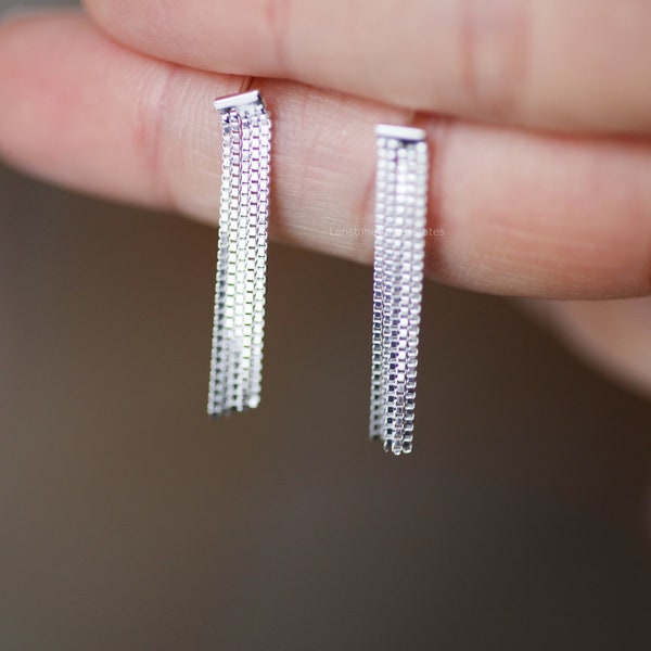 Tassel Earrings -Sterling Silver Chain Long Earrings Minimalism Earrings