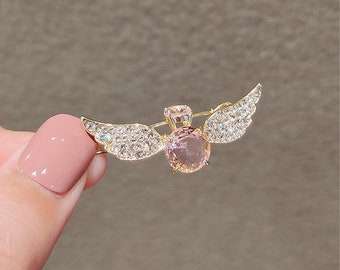 Metallic wings Pretty Pink Kitty J-Fashion Hair Clip