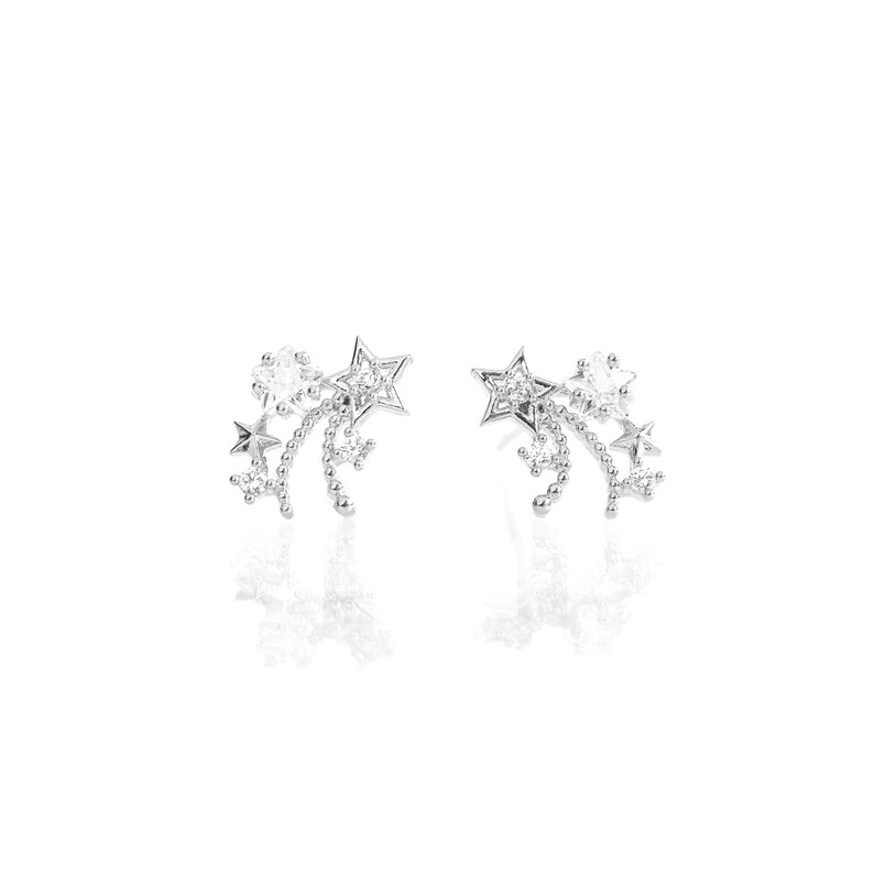 Shooting Star Earrings CZ Star Charm Earrings Celestial Etsy