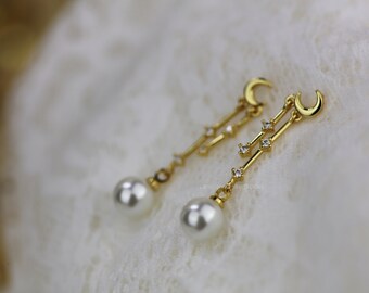 18k Gold Plated Japanese Akoya Pearls Tassel Earrings Vintage Long Tassel Baroque Freshwater Natural Pearl Earrings Women Gift