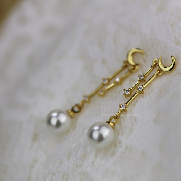 18k Gold Plated Japanese Akoya Pearls Tassel Earrings Vintage Long Tassel Baroque Freshwater Natural Pearl Earrings Women Gift