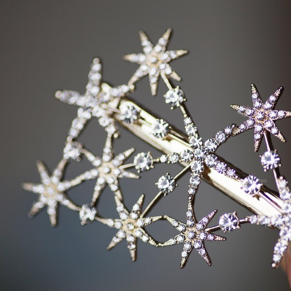 Crystal Star Hair Clip Starburst Barrette Celestial Hair Clip Bridal Hair Pin Wedding Accessories