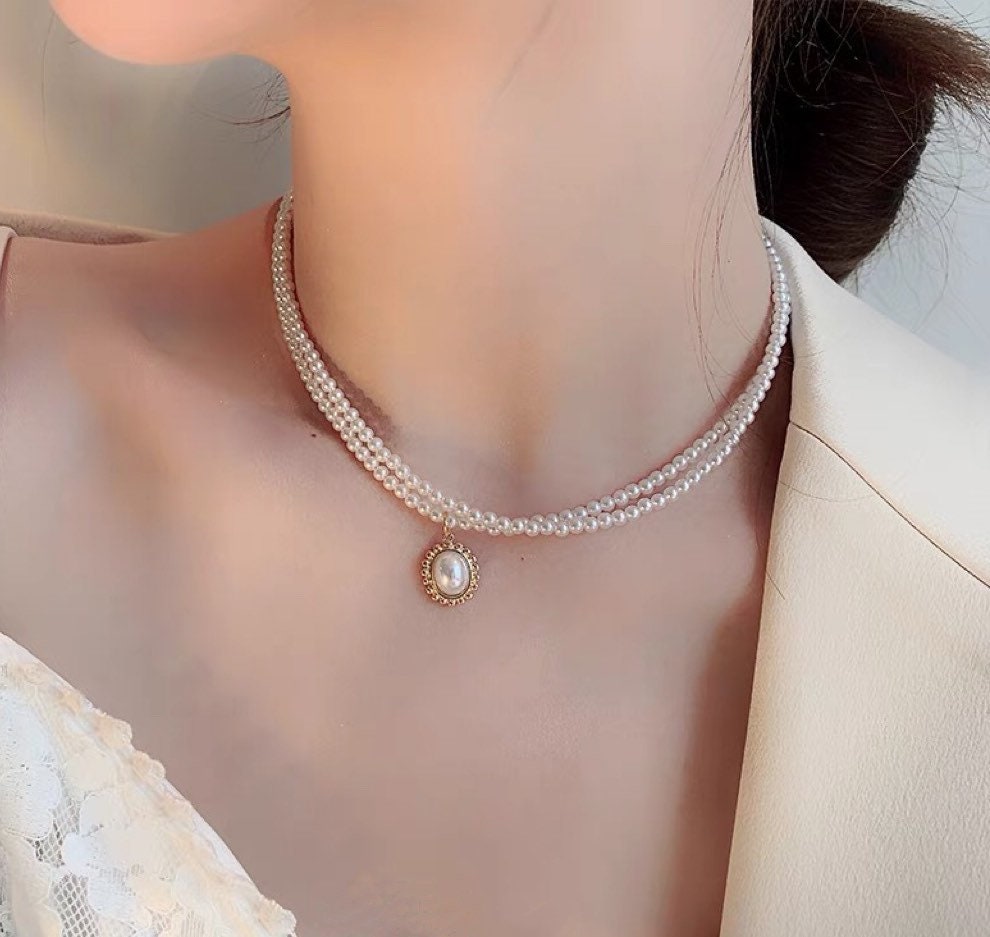 Buy Layer Gift Choker Imitation Pearl Necklace Men Clavicle Chain