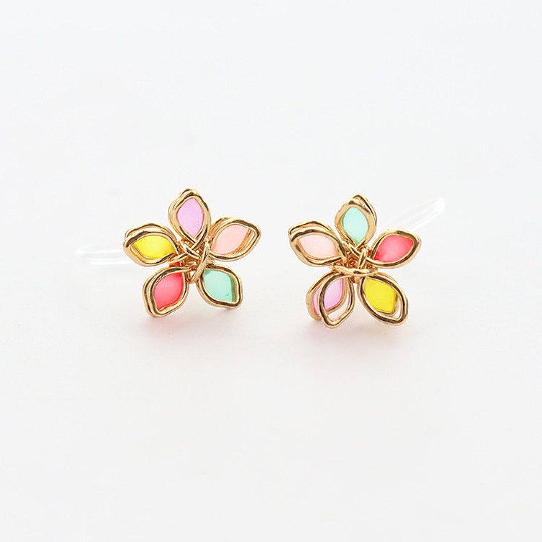Colorful Cherry Blossom Earrings Enamel Flower Earrings Sakura Etsy