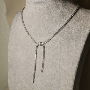 Sparkle Chain Necklace Bow Necklace Silver Necklace CZ Choker Necklace Gift for Her