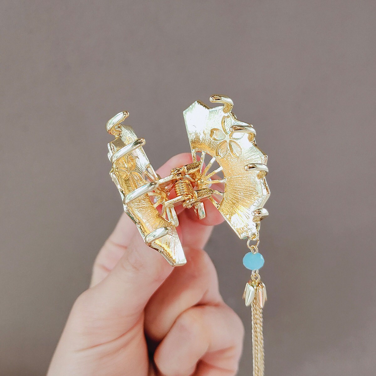 Fan Hair Clip Tassel Fan Shaped Hair Claw Metal Hair Claw Etsy