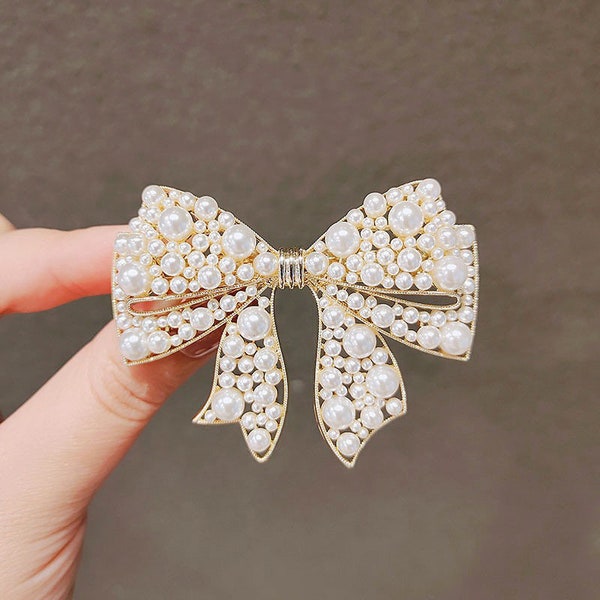 Slip-on Pearl Bow Hair Clip main image 0