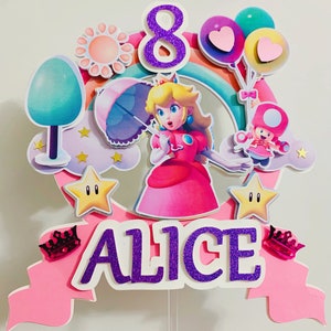 Princess peach cake topper, princess peach birthday decoration