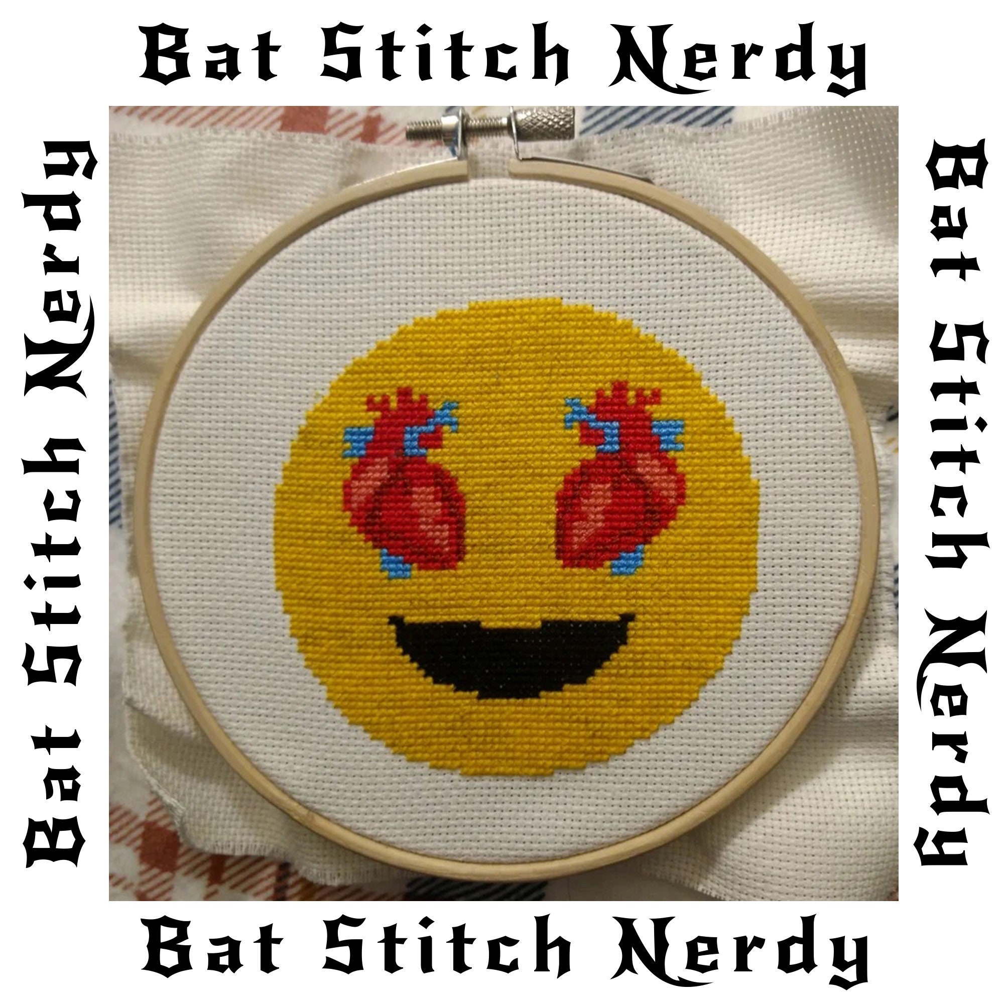 Heart Eyes Emoji Cross Stitch Pattern Etsy