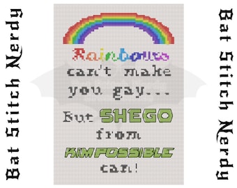 Rainbow Shego Cross Stitch Pattern