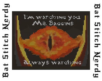 Watching You Mr. Baggins Cross Stitch Pattern