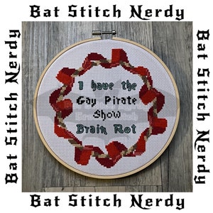 Gay Pirate Brain Rot Cross Stitch Pattern