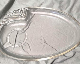 Vintage 1950s Hazel Atlas Parti Ade Glass Snack Plate, Mid-Century Serving Dish, Retro Kitchenware